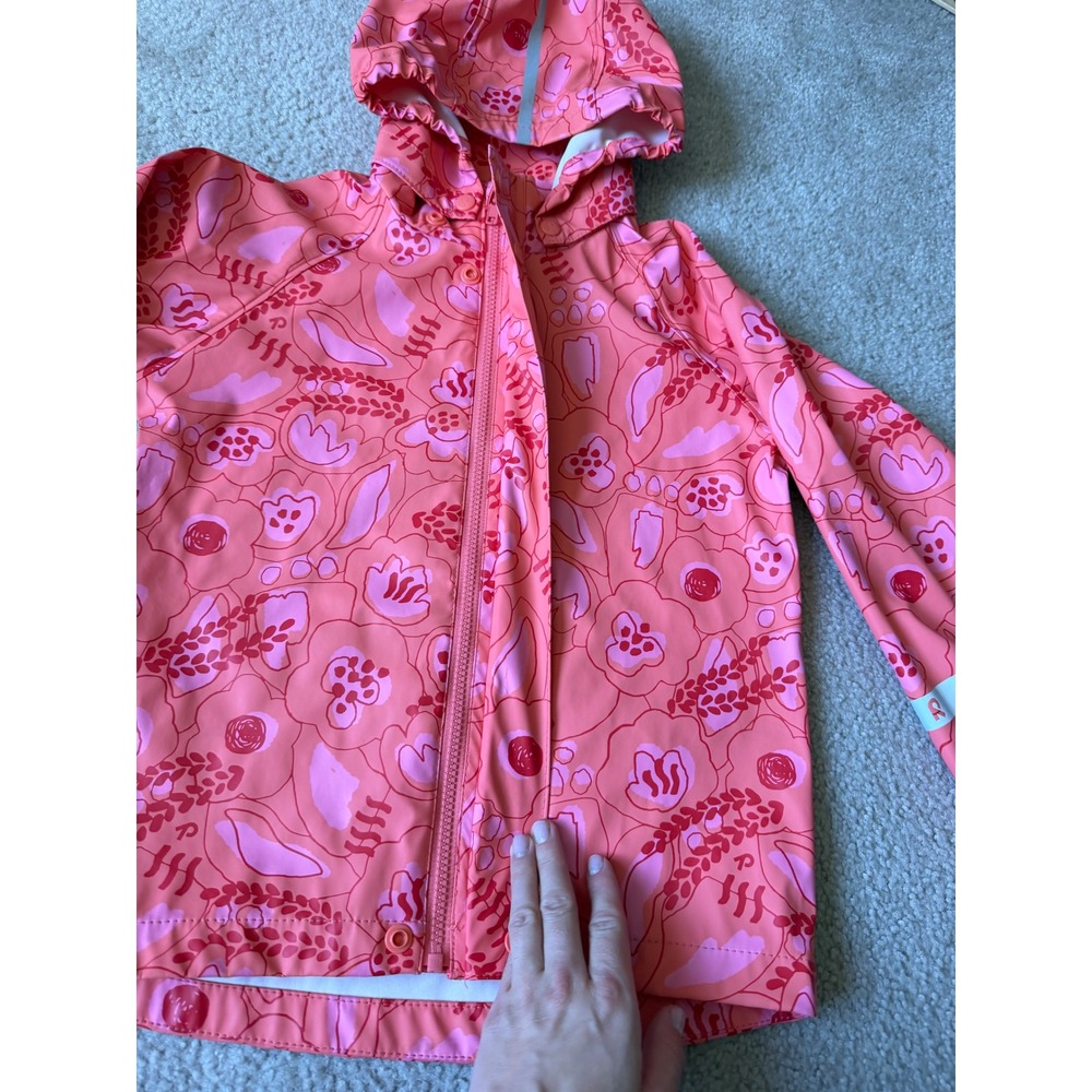 Reima Girls Rain Jacket Coat Floral Hooded Reflective Pink Size 7 - Picture 8 of 8